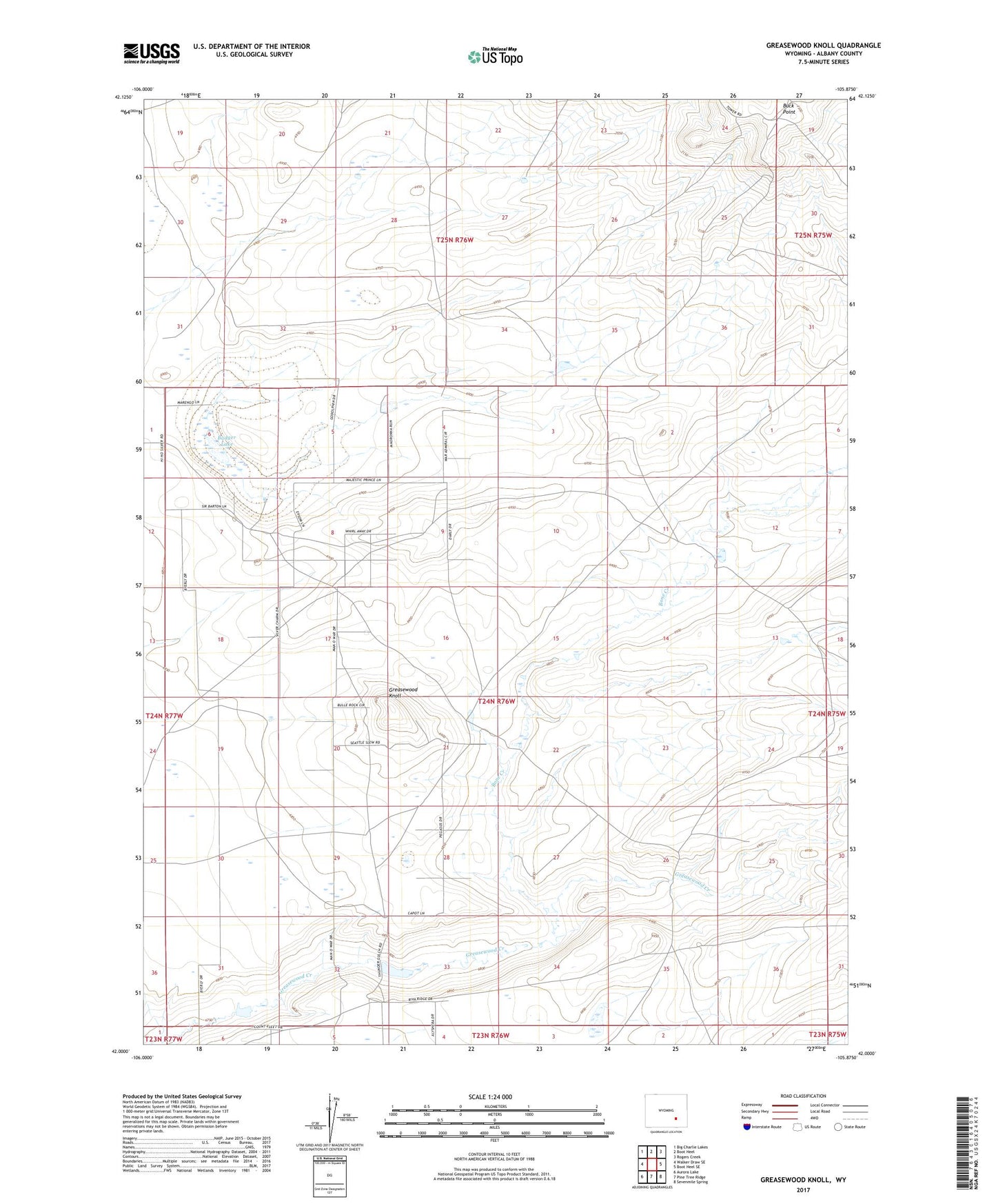 Greasewood Knoll Wyoming US Topo Map Image