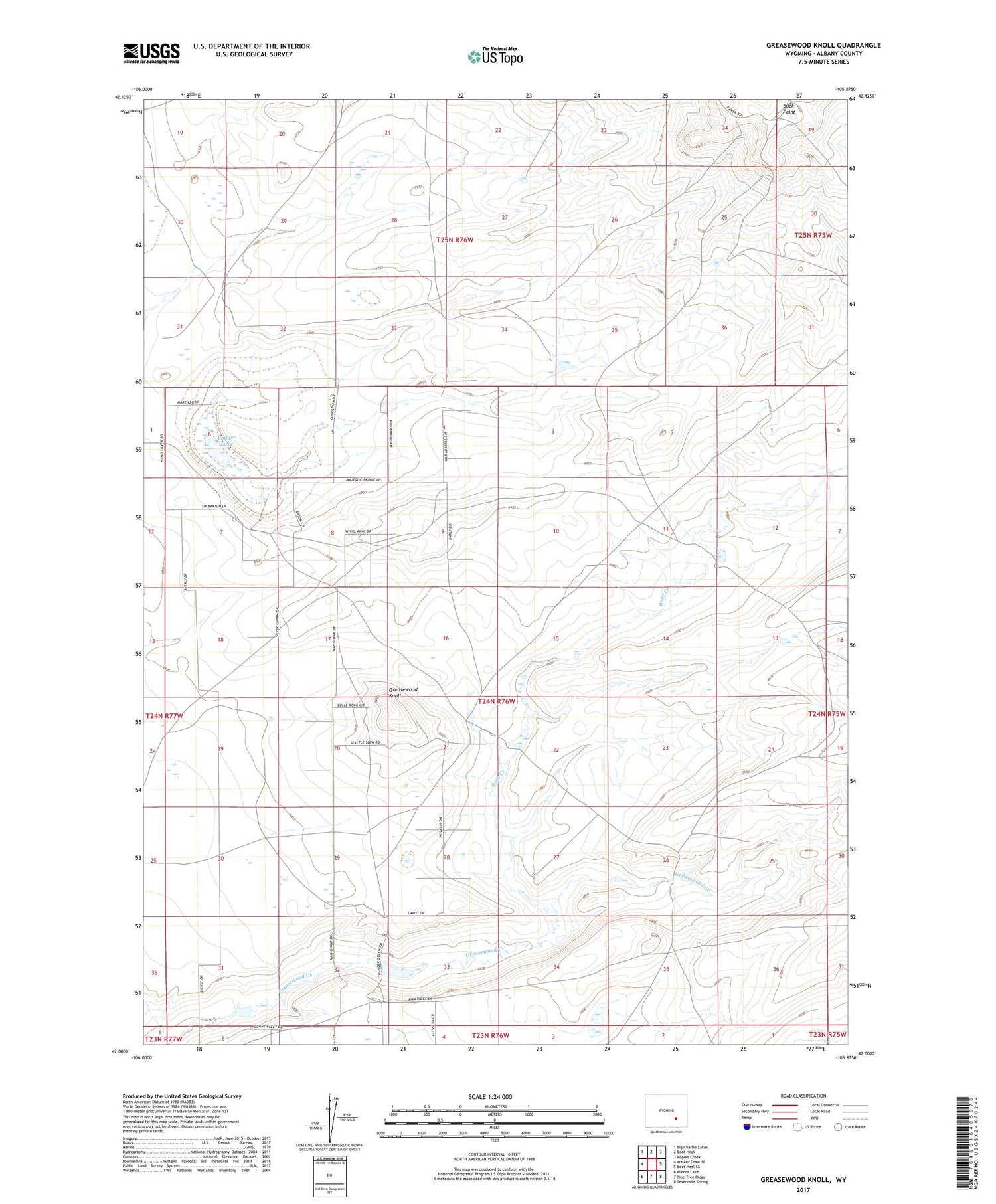 Greasewood Knoll Wyoming US Topo Map Image