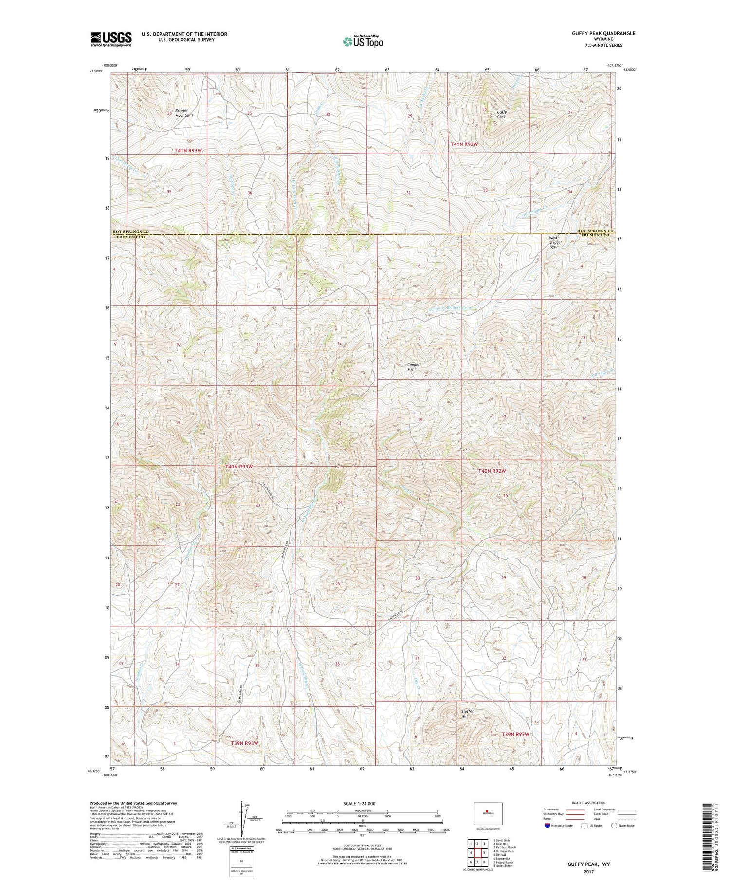 Guffy Peak Wyoming US Topo Map Image