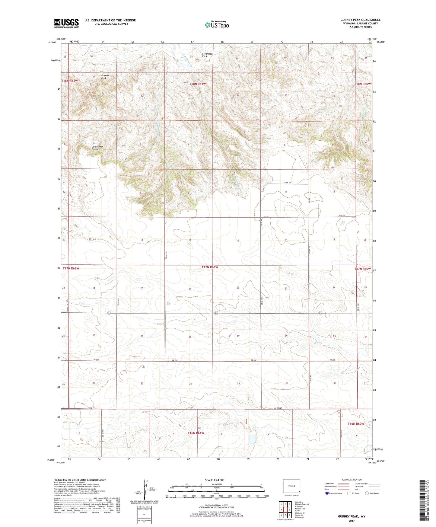 Gurney Peak Wyoming US Topo Map Image