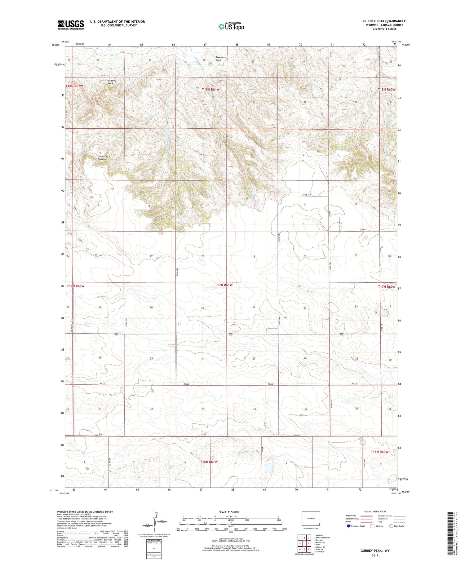 Gurney Peak Wyoming US Topo Map Image