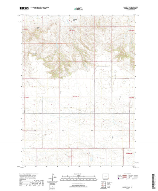 Gurney Peak Wyoming US Topo Map Image