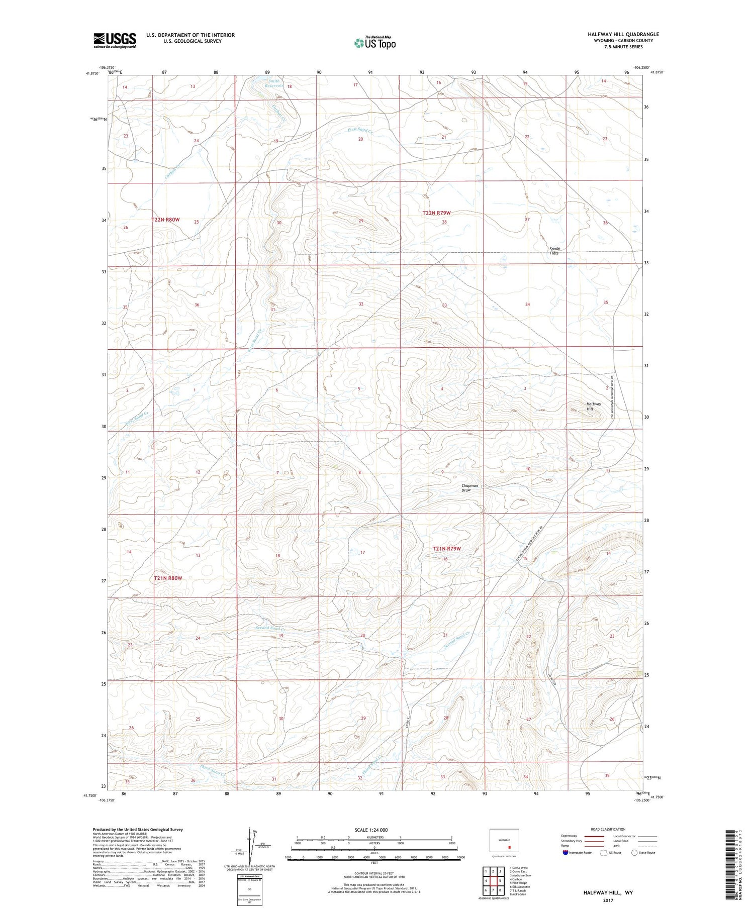 Halfway Hill Wyoming US Topo Map Image
