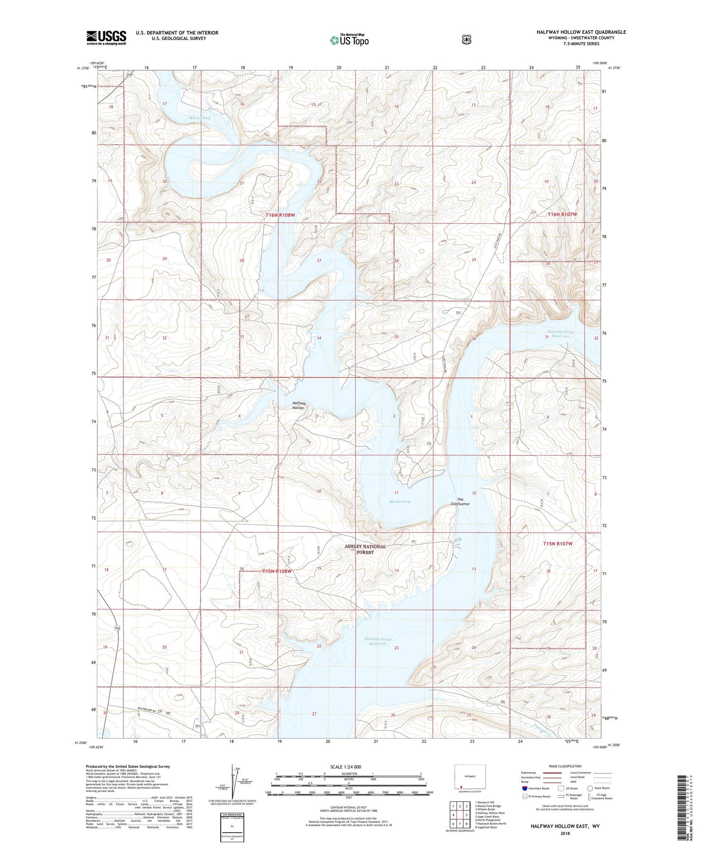 Halfway Hollow East Wyoming US Topo Map Image