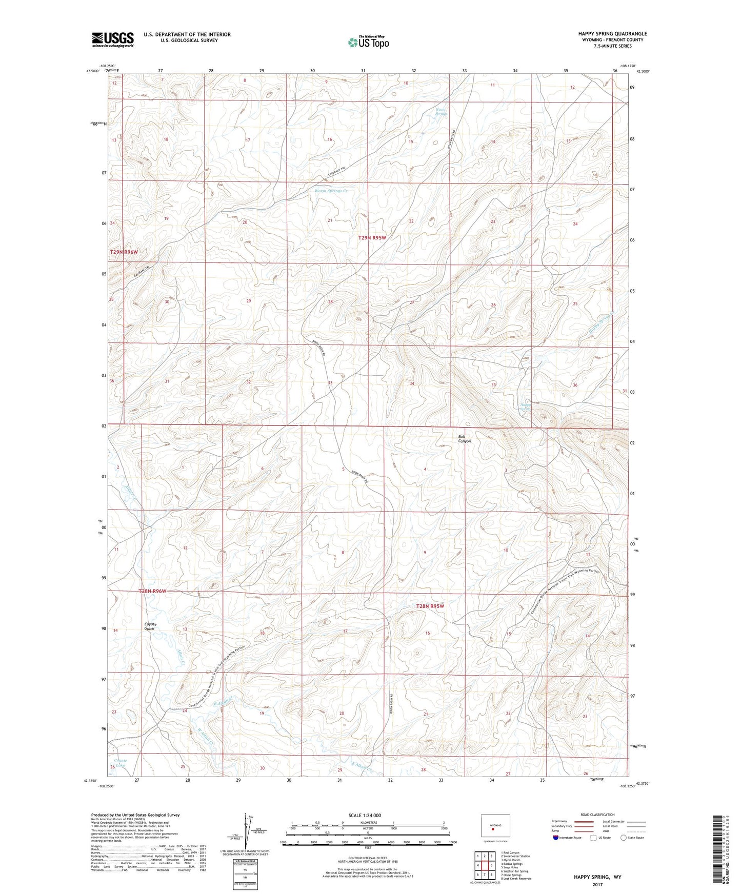 Happy Spring Wyoming US Topo Map Image