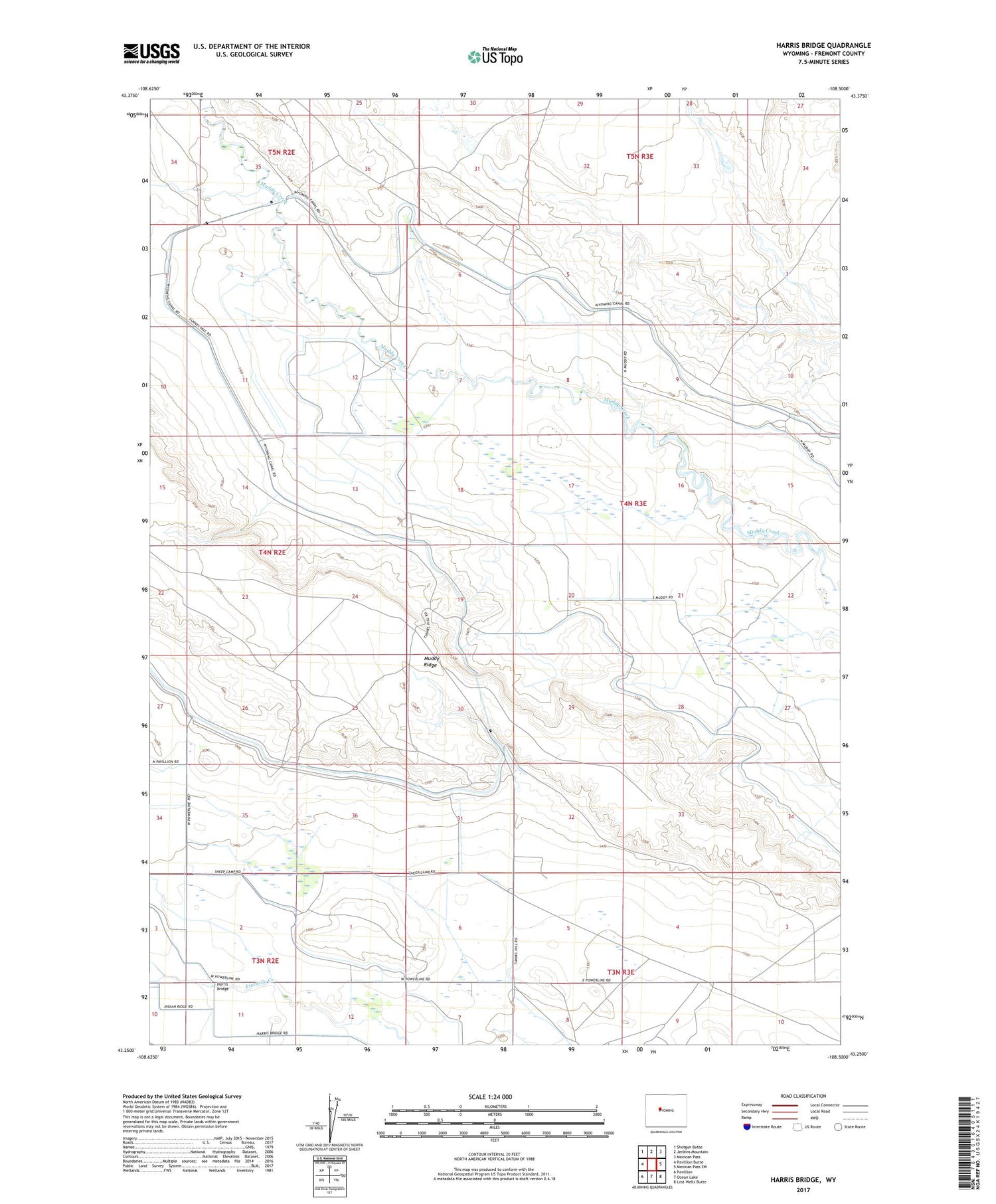 Harris Bridge Wyoming US Topo Map Image