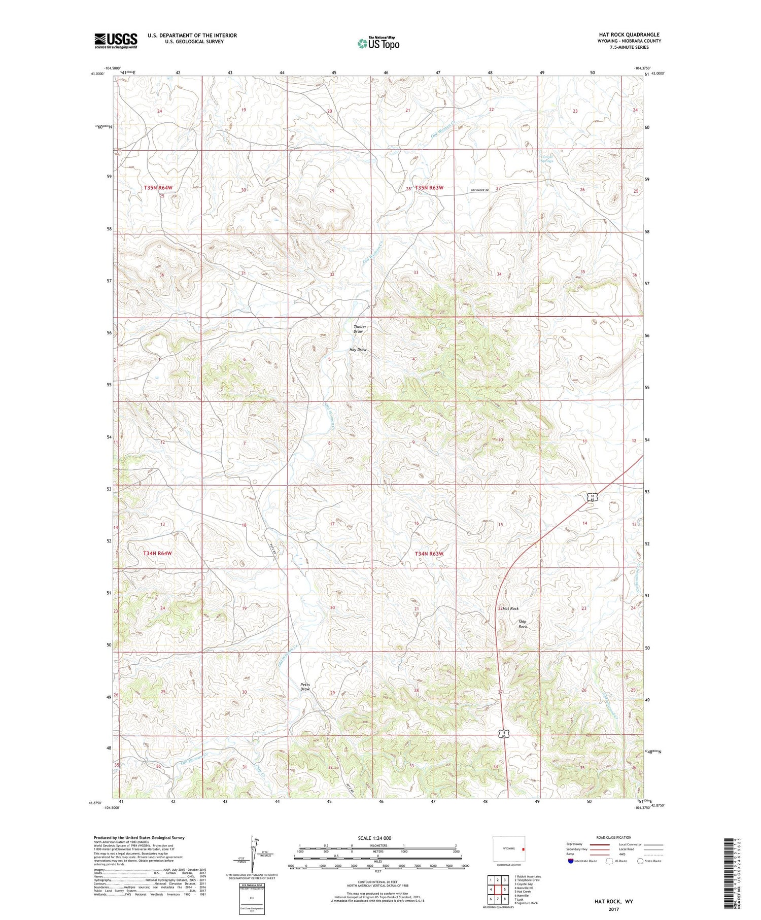 Hat Rock Wyoming US Topo Map Image
