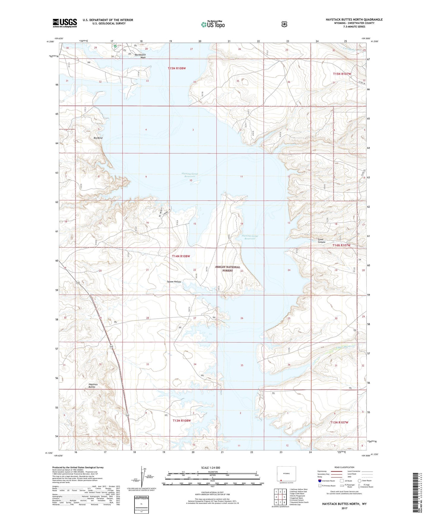 Haystack Buttes North Wyoming US Topo Map Image