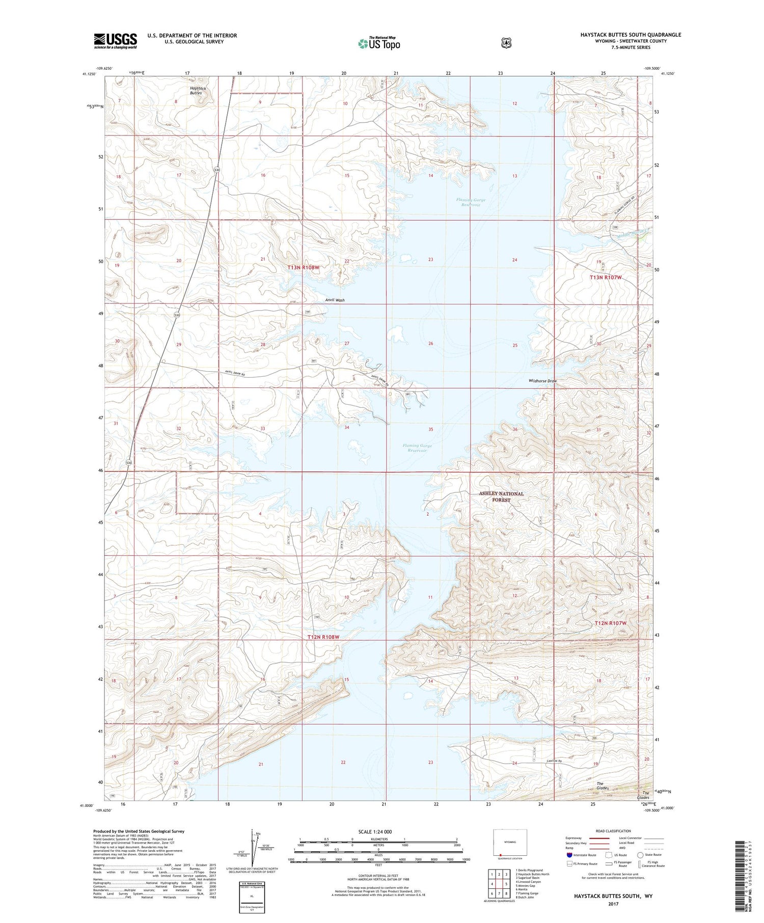 Haystack Buttes South Wyoming US Topo Map Image