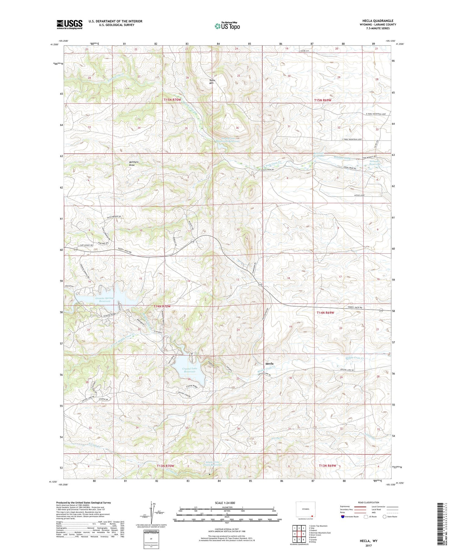 Hecla Wyoming US Topo Map Image