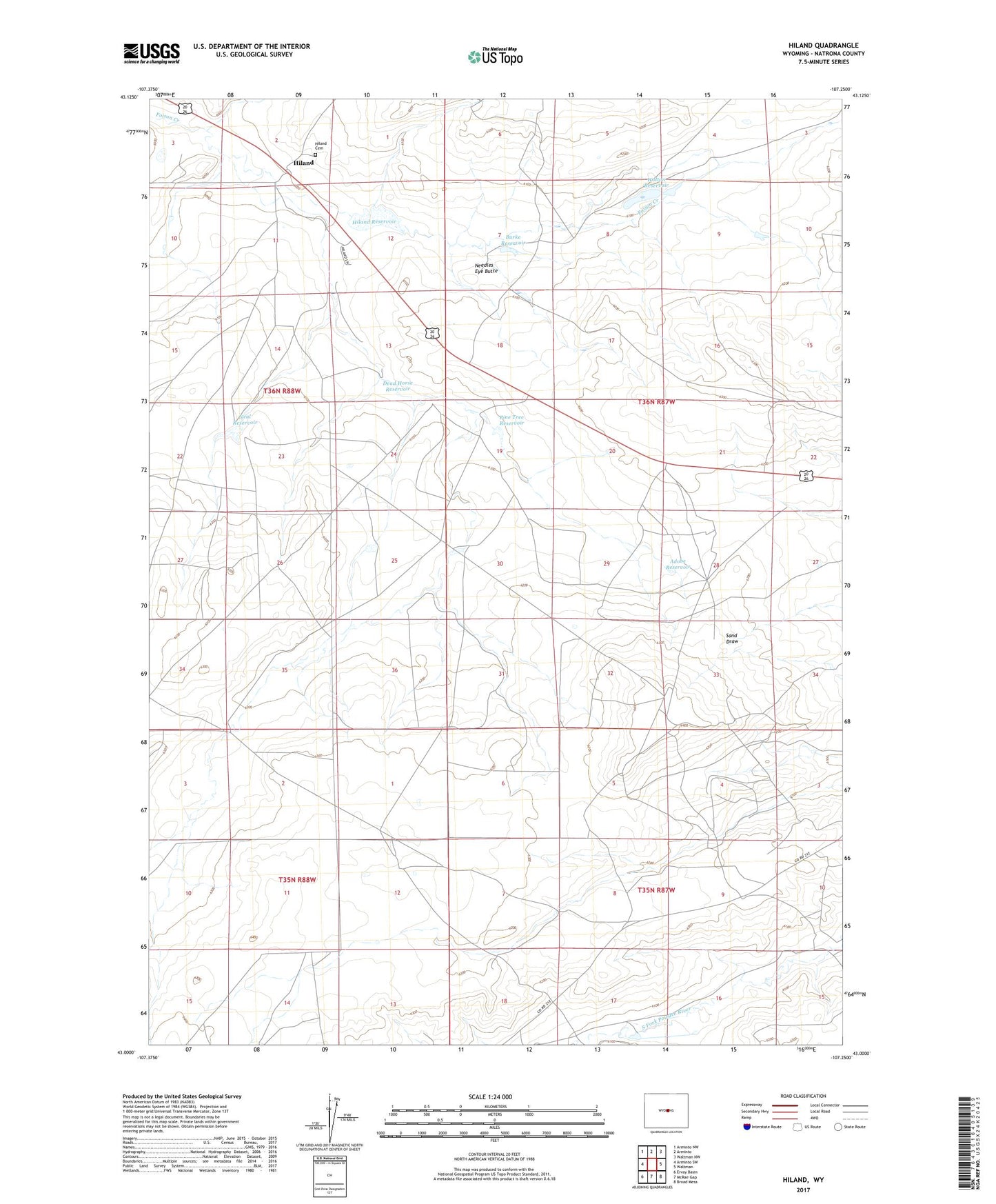 Hiland Wyoming US Topo Map Image
