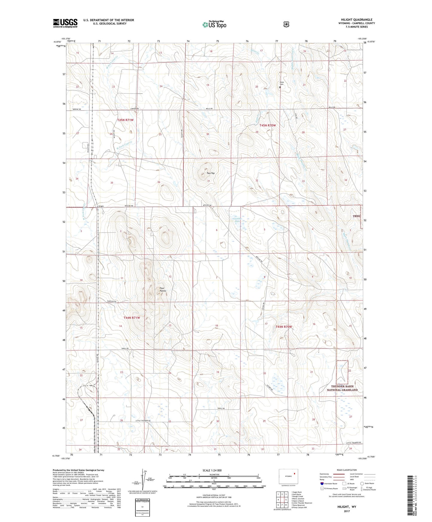Hilight Wyoming US Topo Map Image
