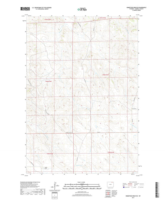 Homestead Draw SW Wyoming US Topo Map Image