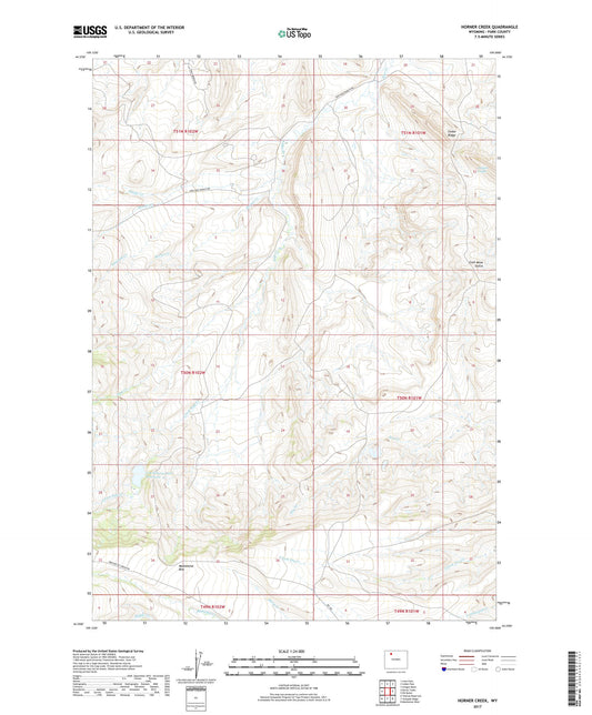 Horner Creek Wyoming US Topo Map Image