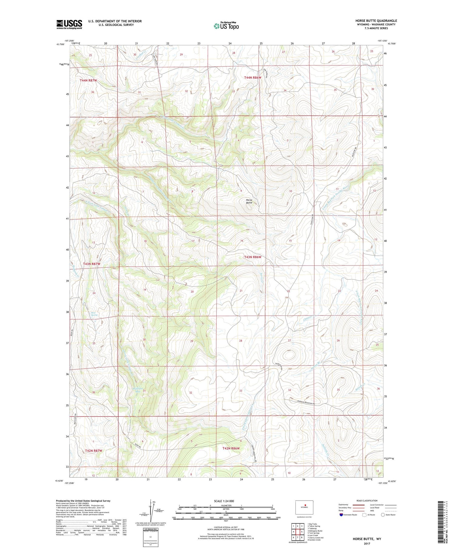 Horse Butte Wyoming US Topo Map Image