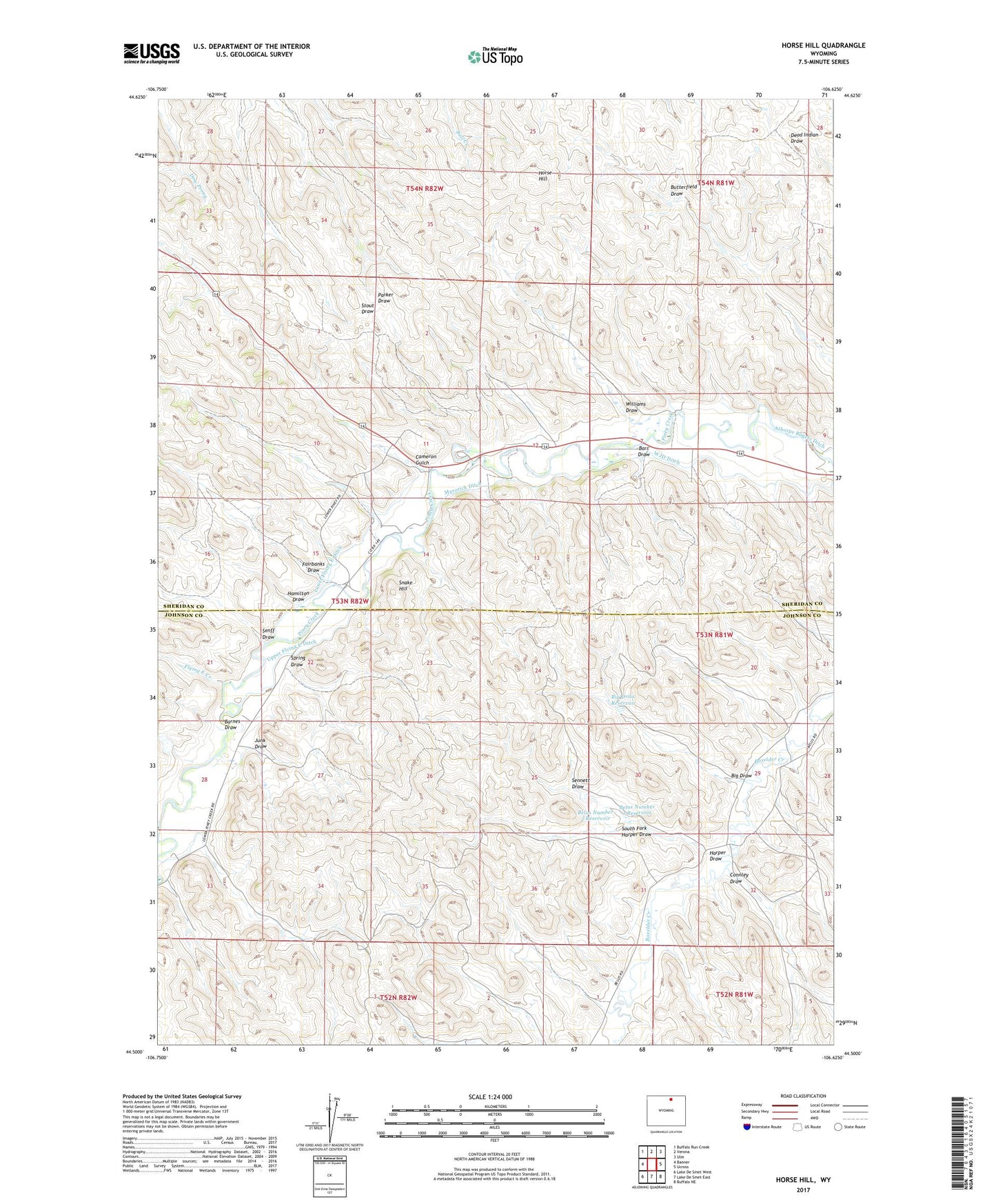 Horse Hill Wyoming US Topo Map Image