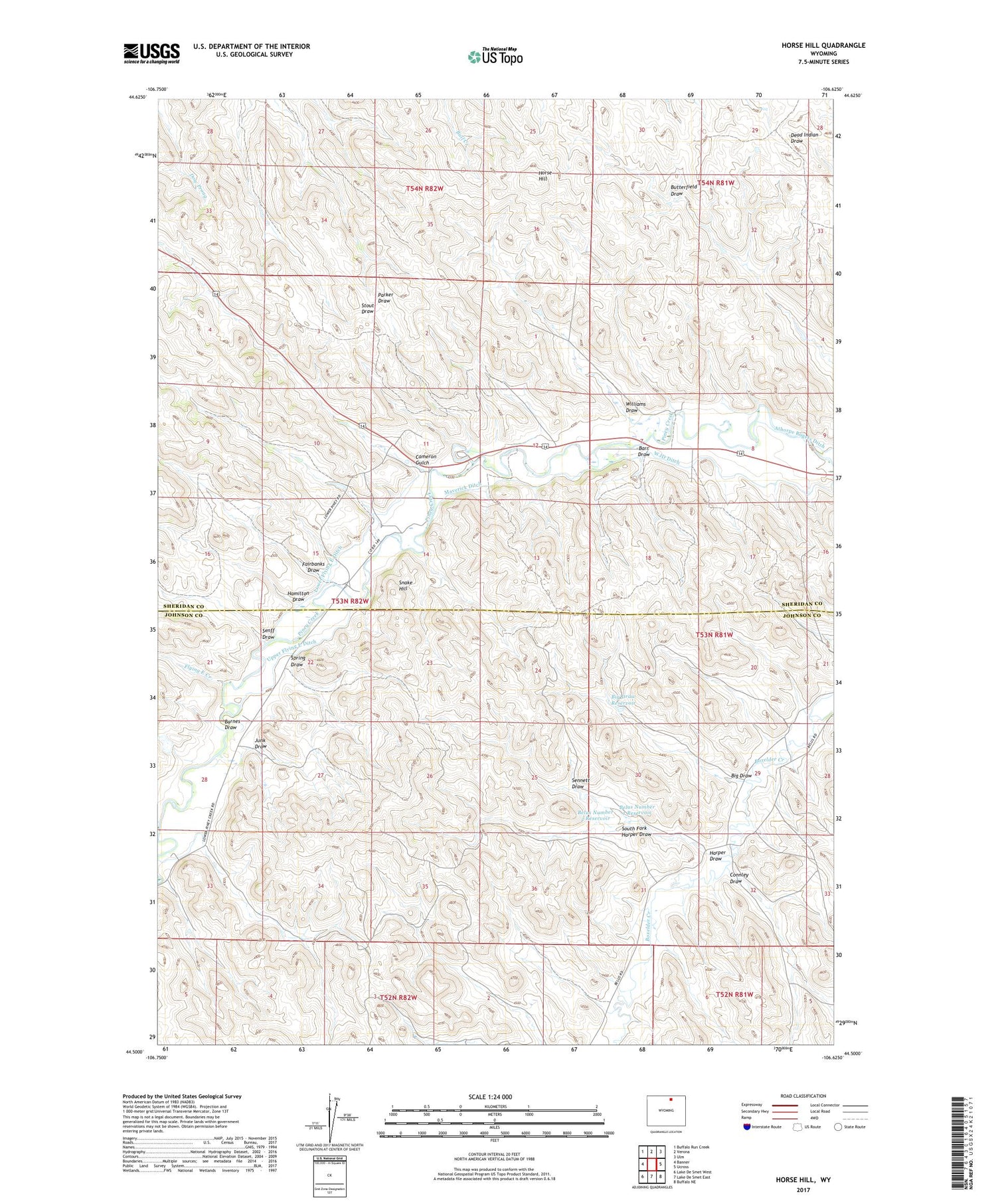 Horse Hill Wyoming US Topo Map Image