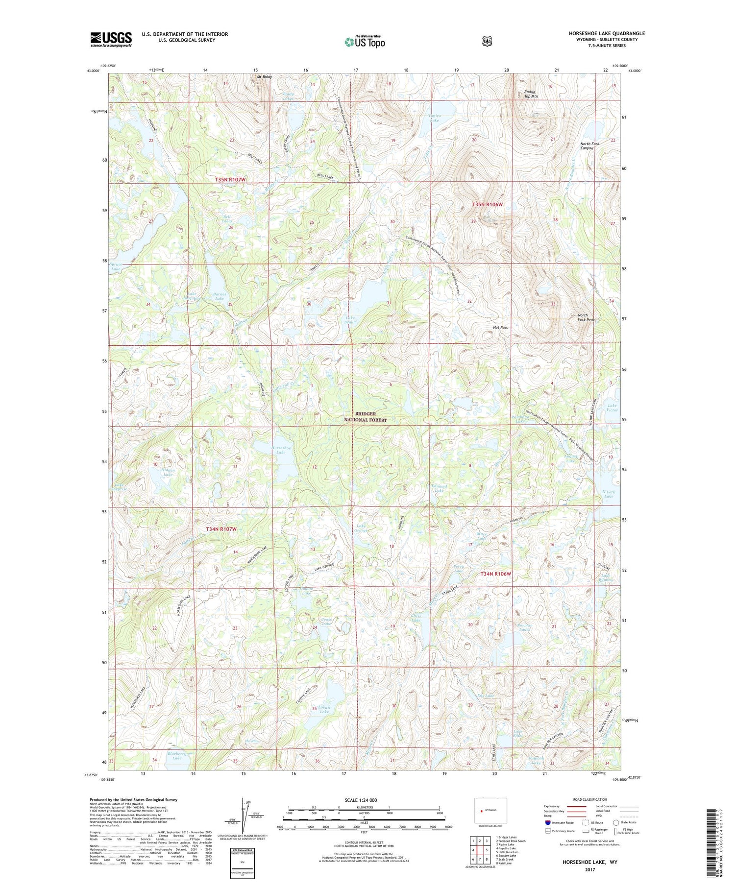 Horseshoe Lake Wyoming US Topo Map Image