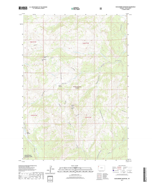 Huckleberry Mountain Wyoming US Topo Map Image