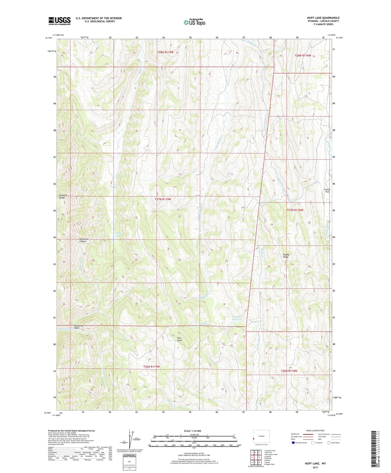 Huff Lake Wyoming US Topo Map Image