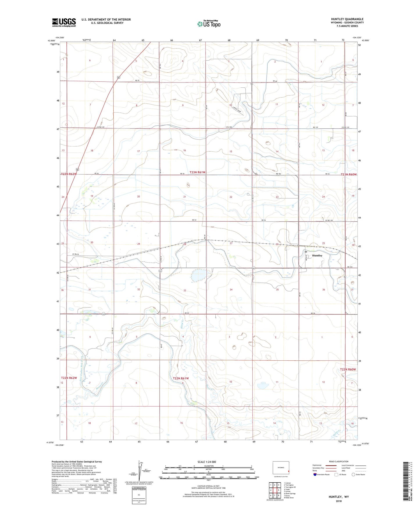 Huntley Wyoming US Topo Map Image