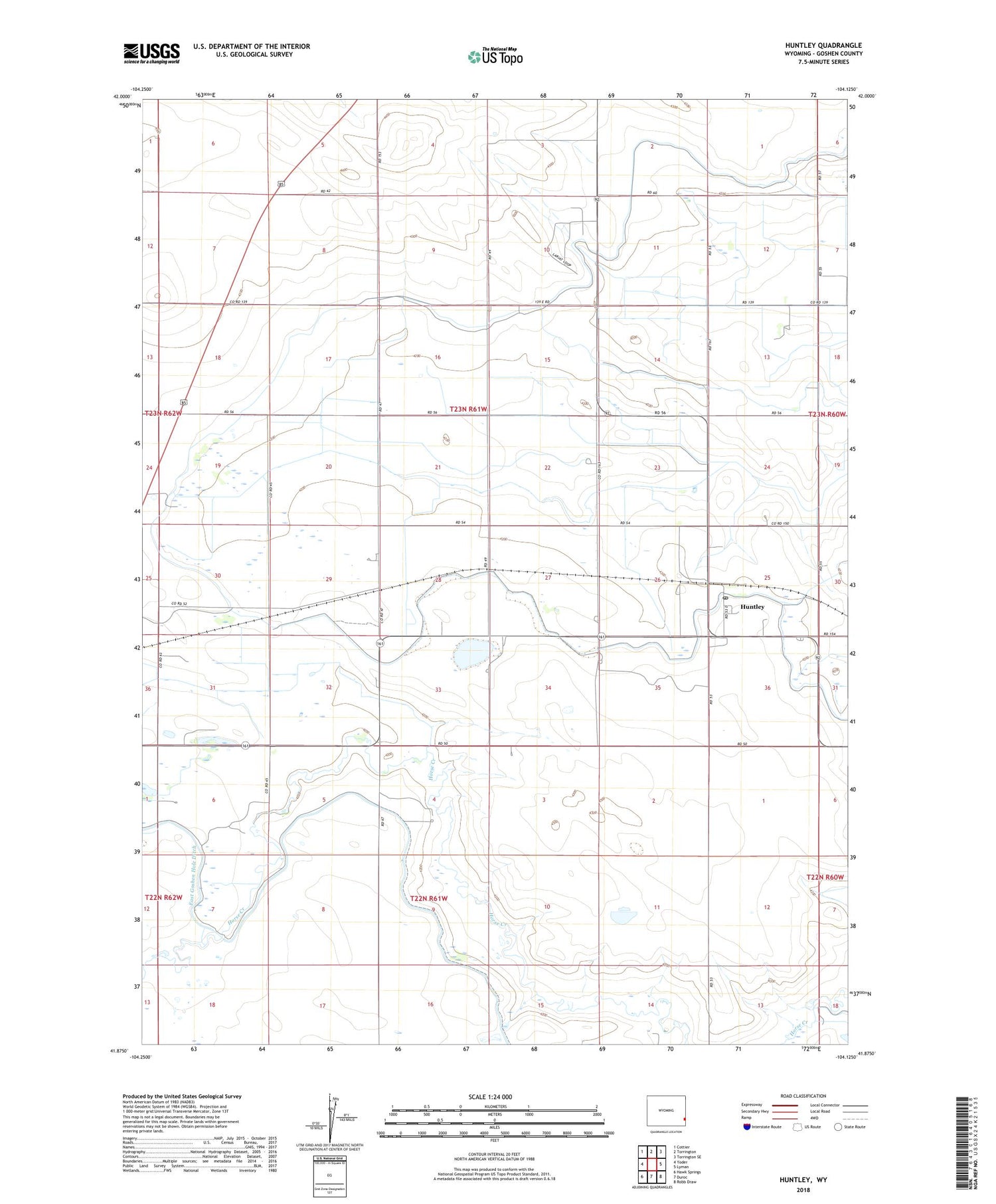 Huntley Wyoming US Topo Map Image