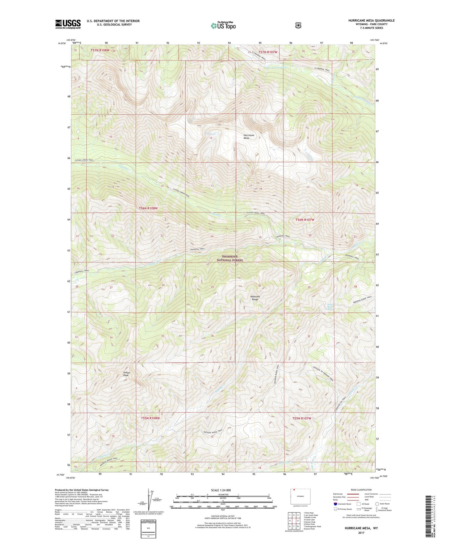 Hurricane Mesa Wyoming US Topo Map Image