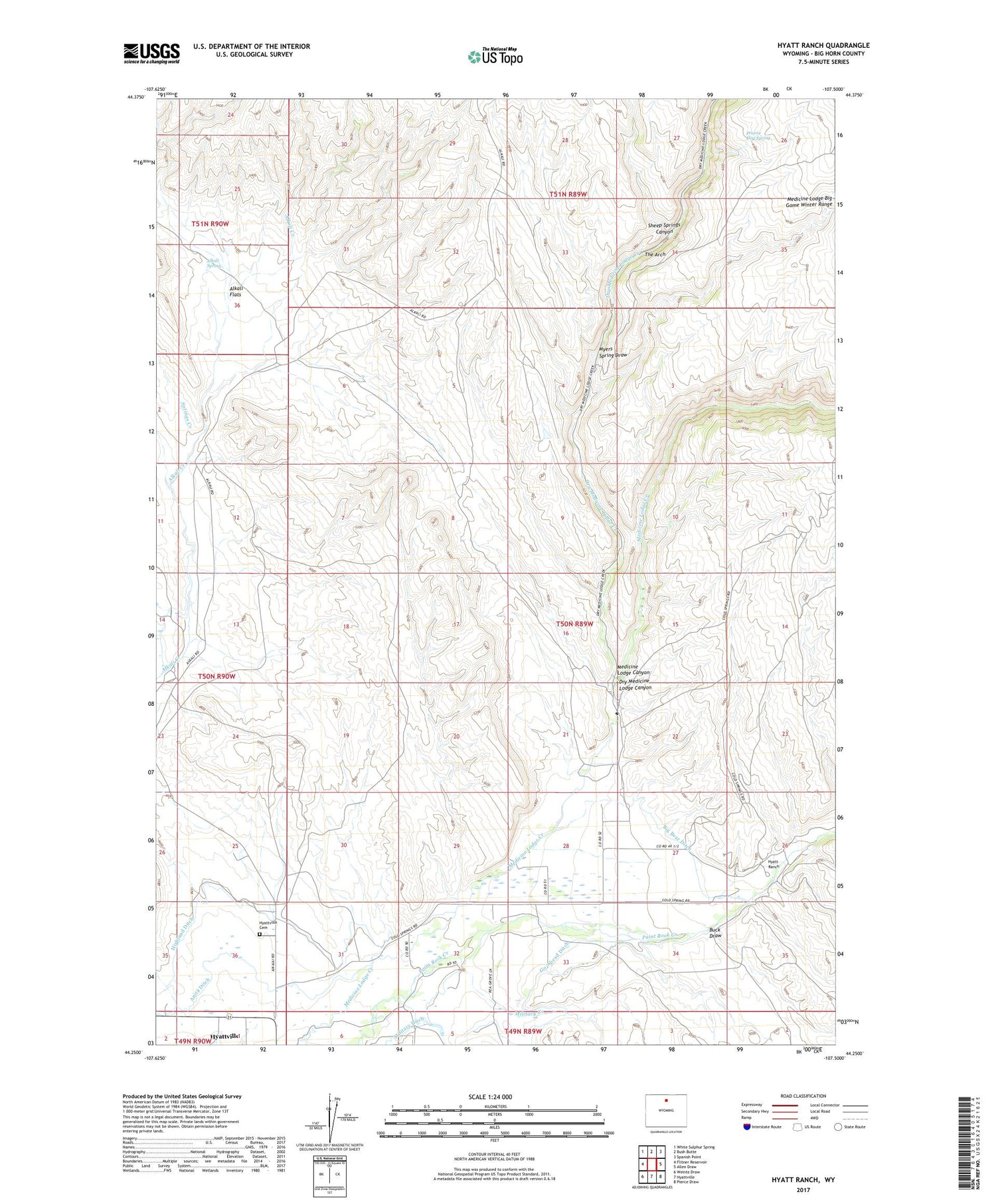 Hyatt Ranch Wyoming US Topo Map Image