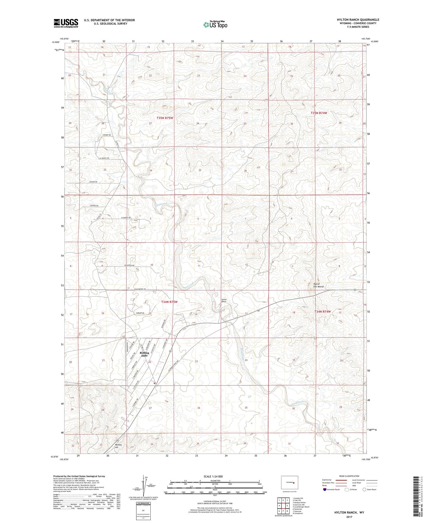 Hylton Ranch Wyoming US Topo Map Image