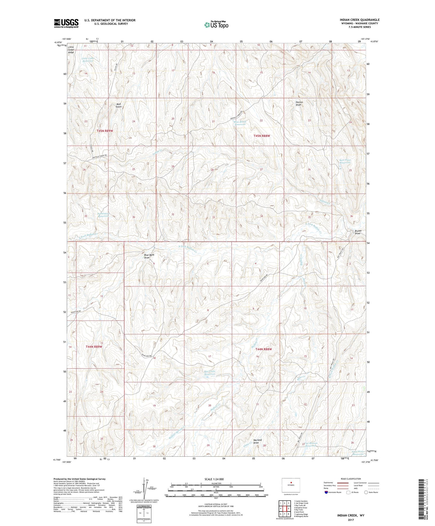 Indian Creek Wyoming US Topo Map Image