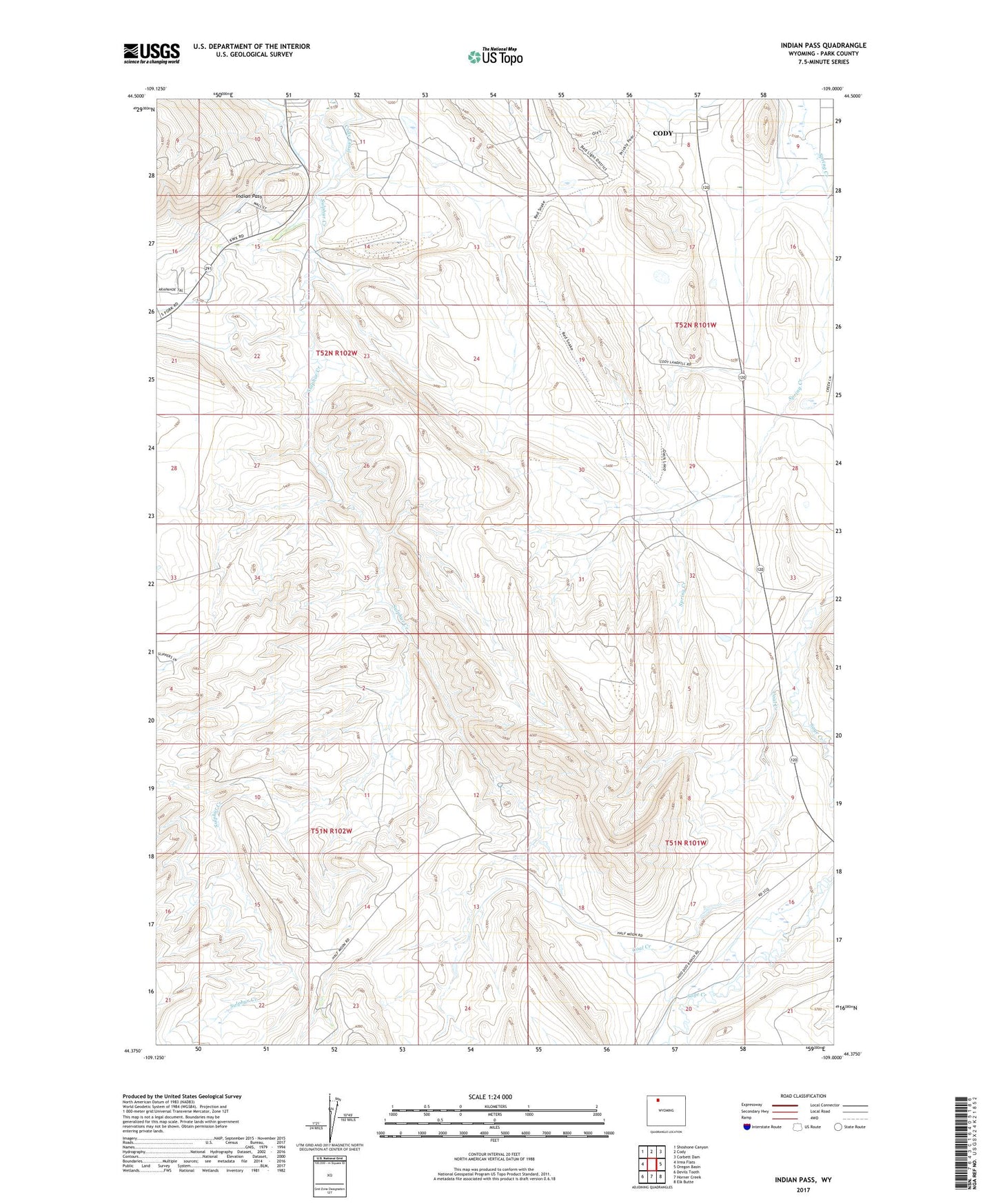 Indian Pass Wyoming US Topo Map Image
