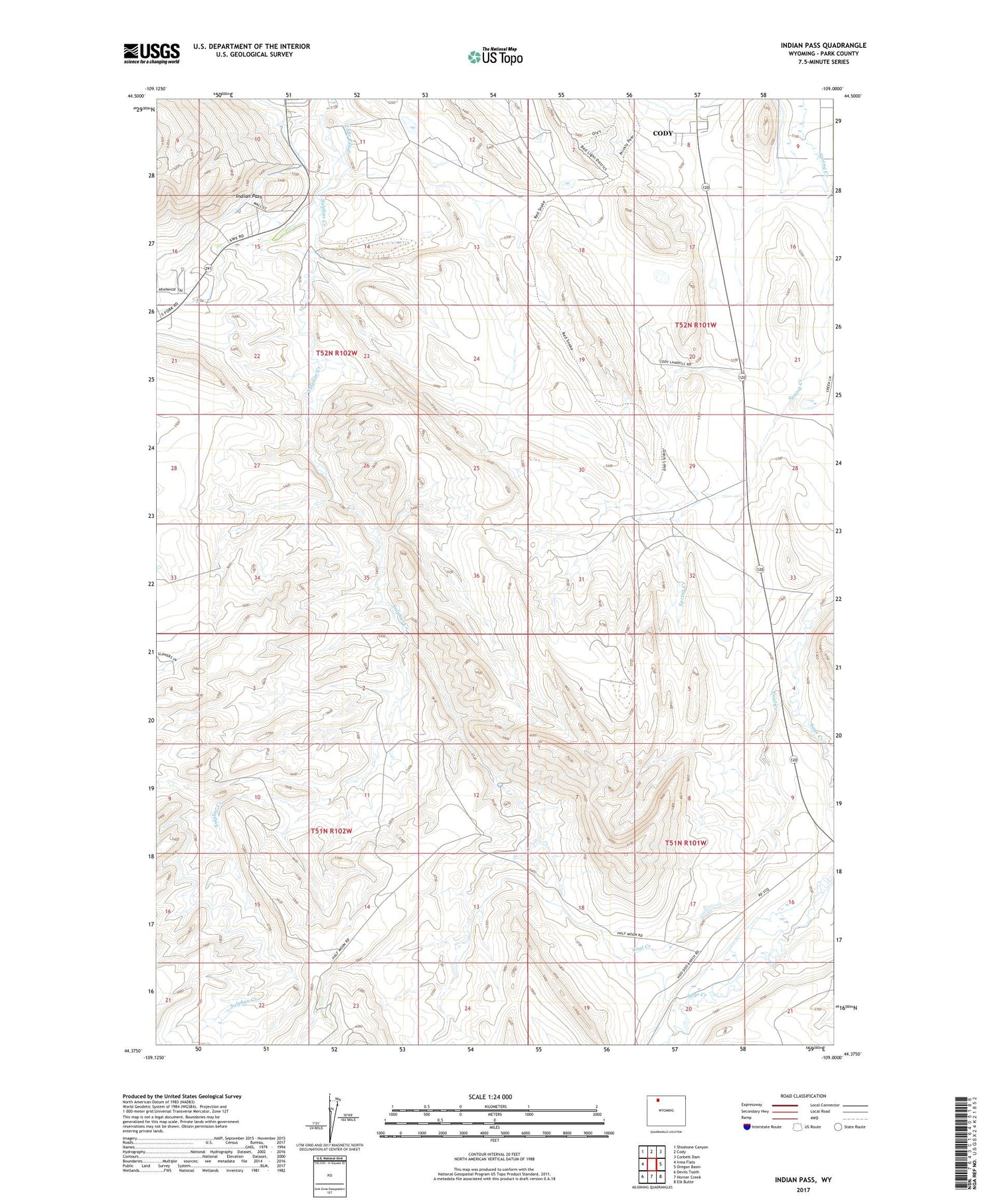 Indian Pass Wyoming US Topo Map Image