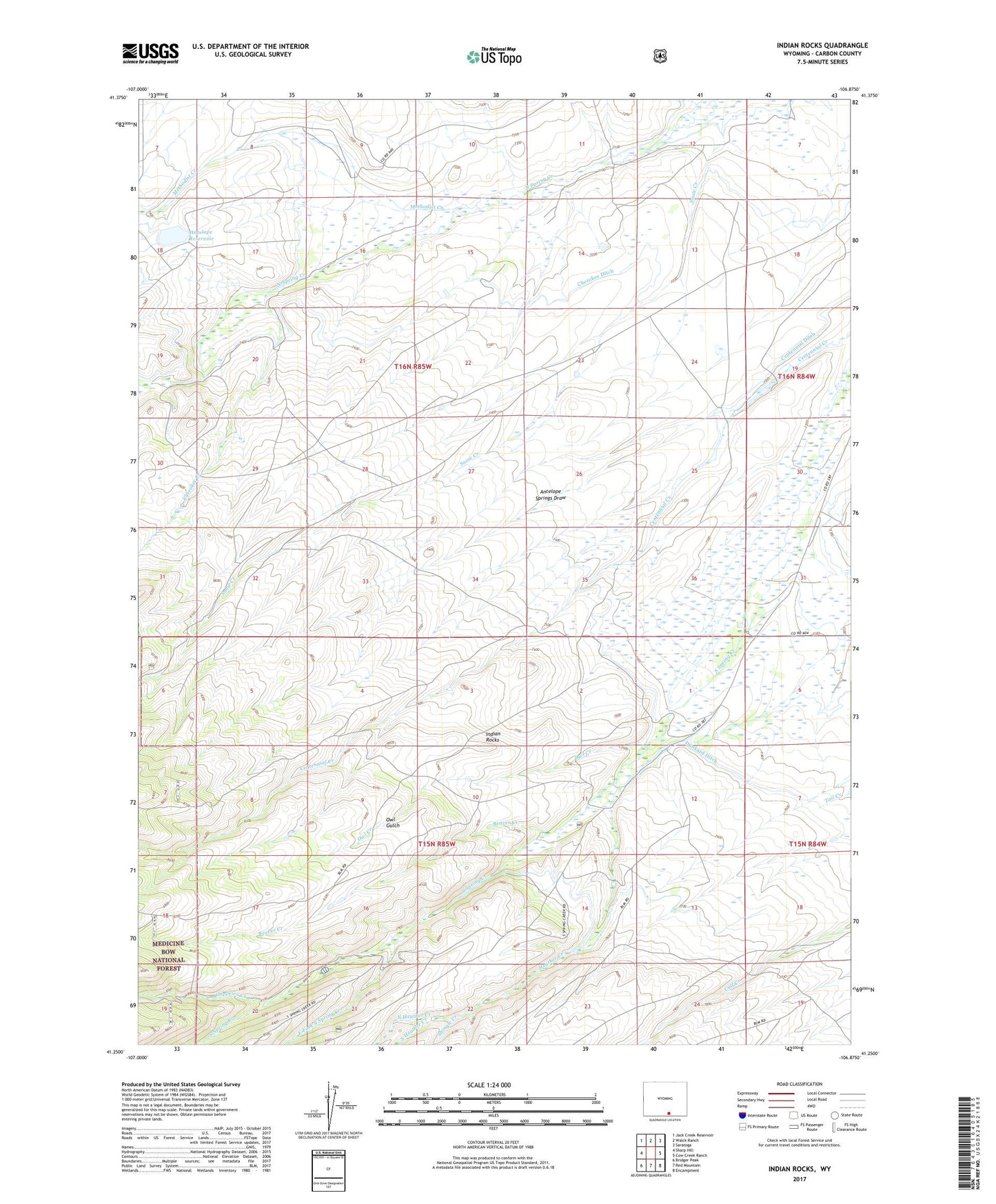 Indian Rocks Wyoming US Topo Map Image