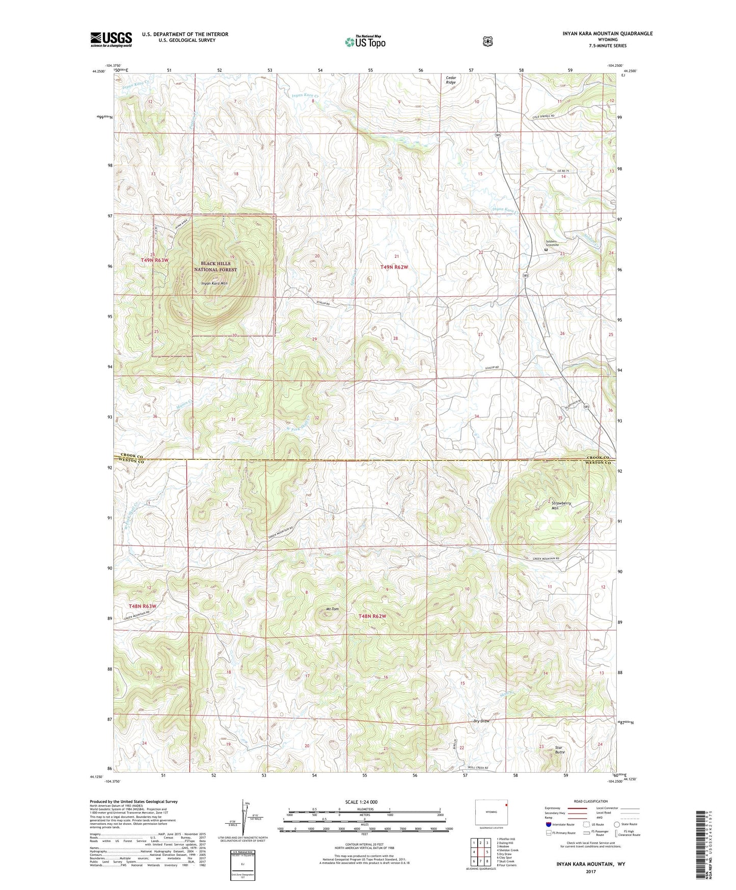 Inyan Kara Mountain Wyoming US Topo Map Image