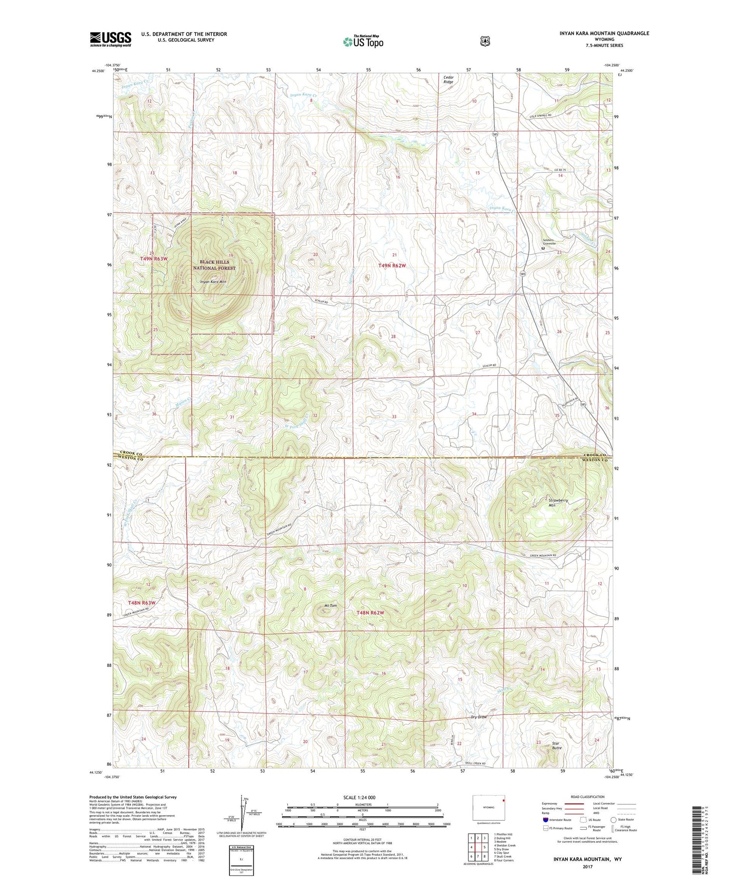 Inyan Kara Mountain Wyoming US Topo Map Image