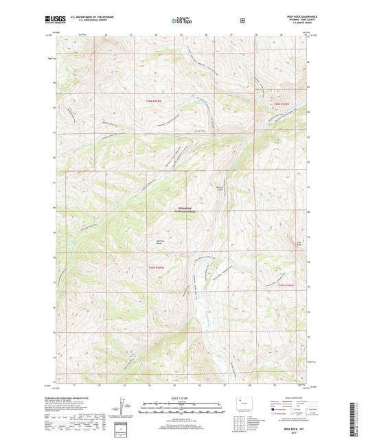 Irish Rock Wyoming US Topo Map Image