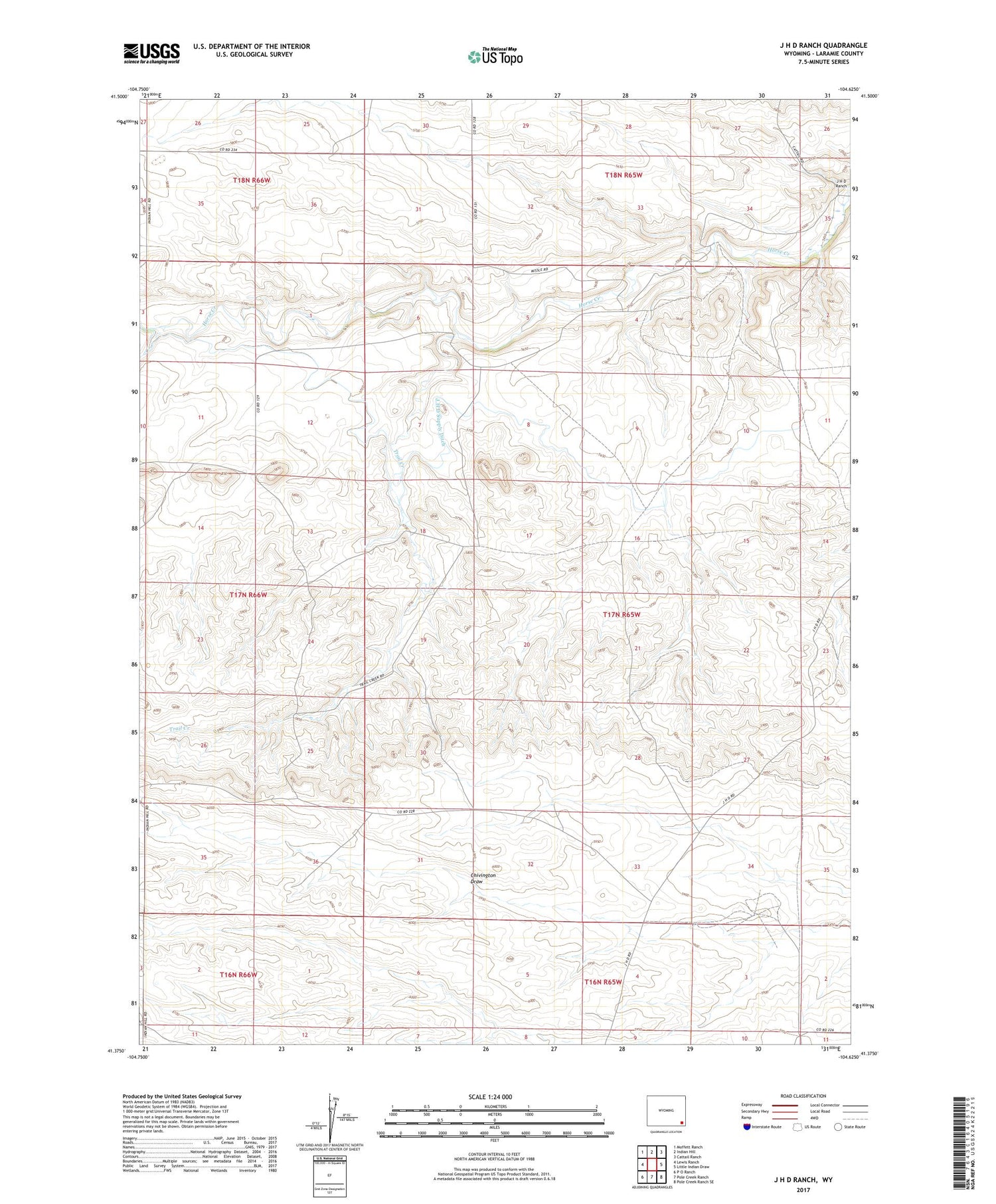 J H D Ranch Wyoming US Topo Map Image