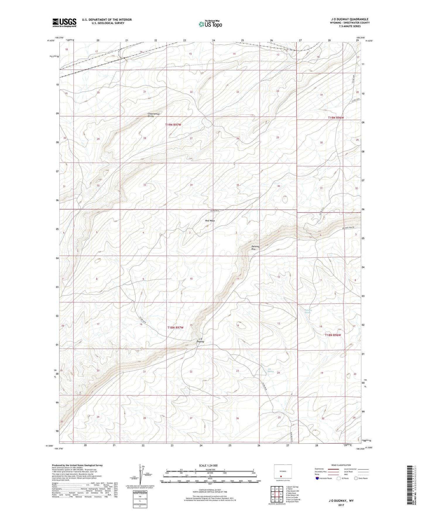 J O Dugway Wyoming US Topo Map Image