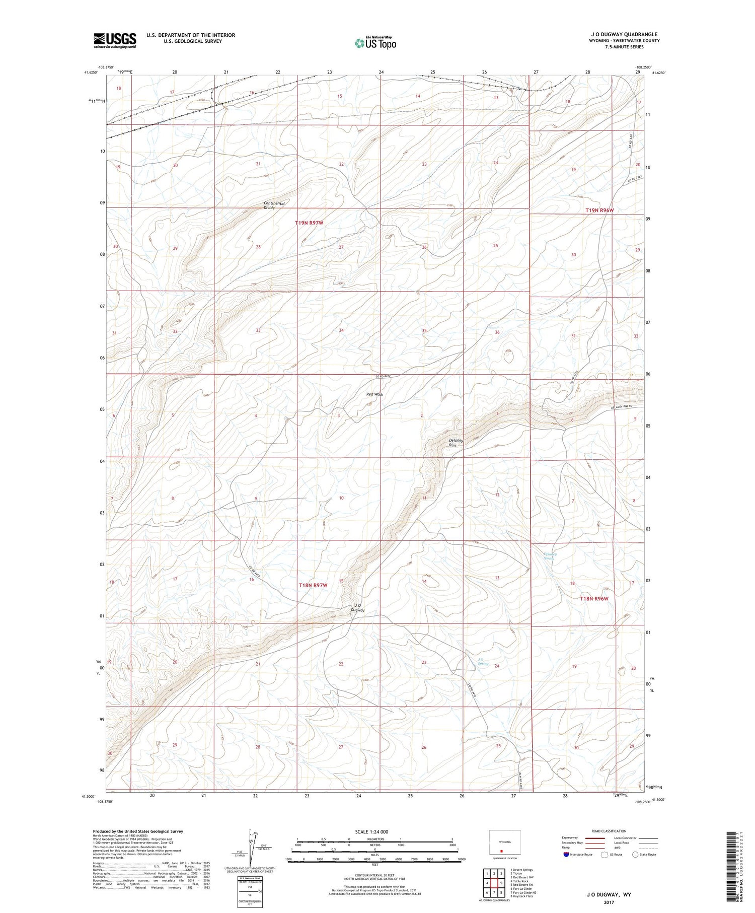 J O Dugway Wyoming US Topo Map Image