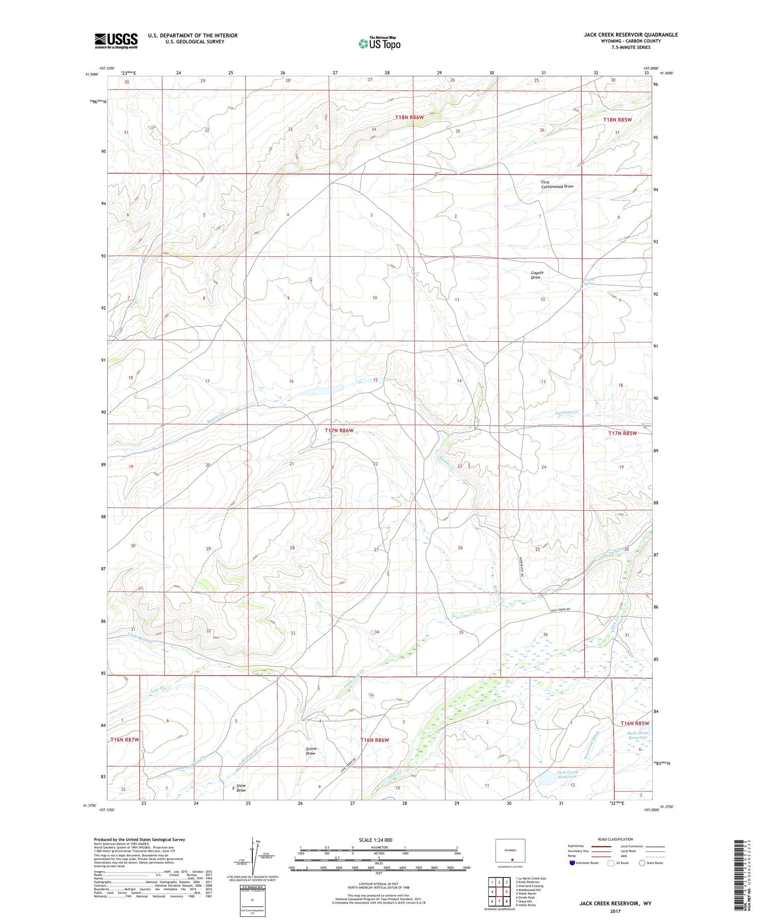 Jack Creek Reservoir Wyoming US Topo Map Image