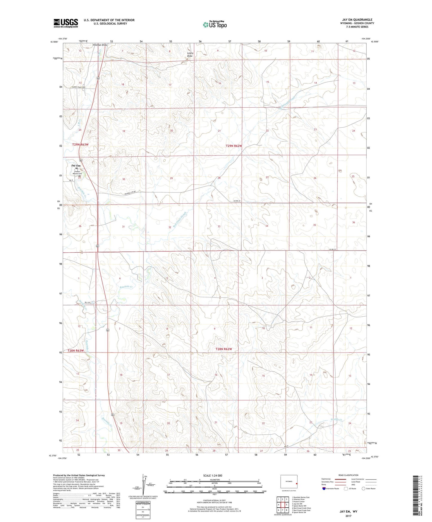 Jay Em Wyoming US Topo Map Image