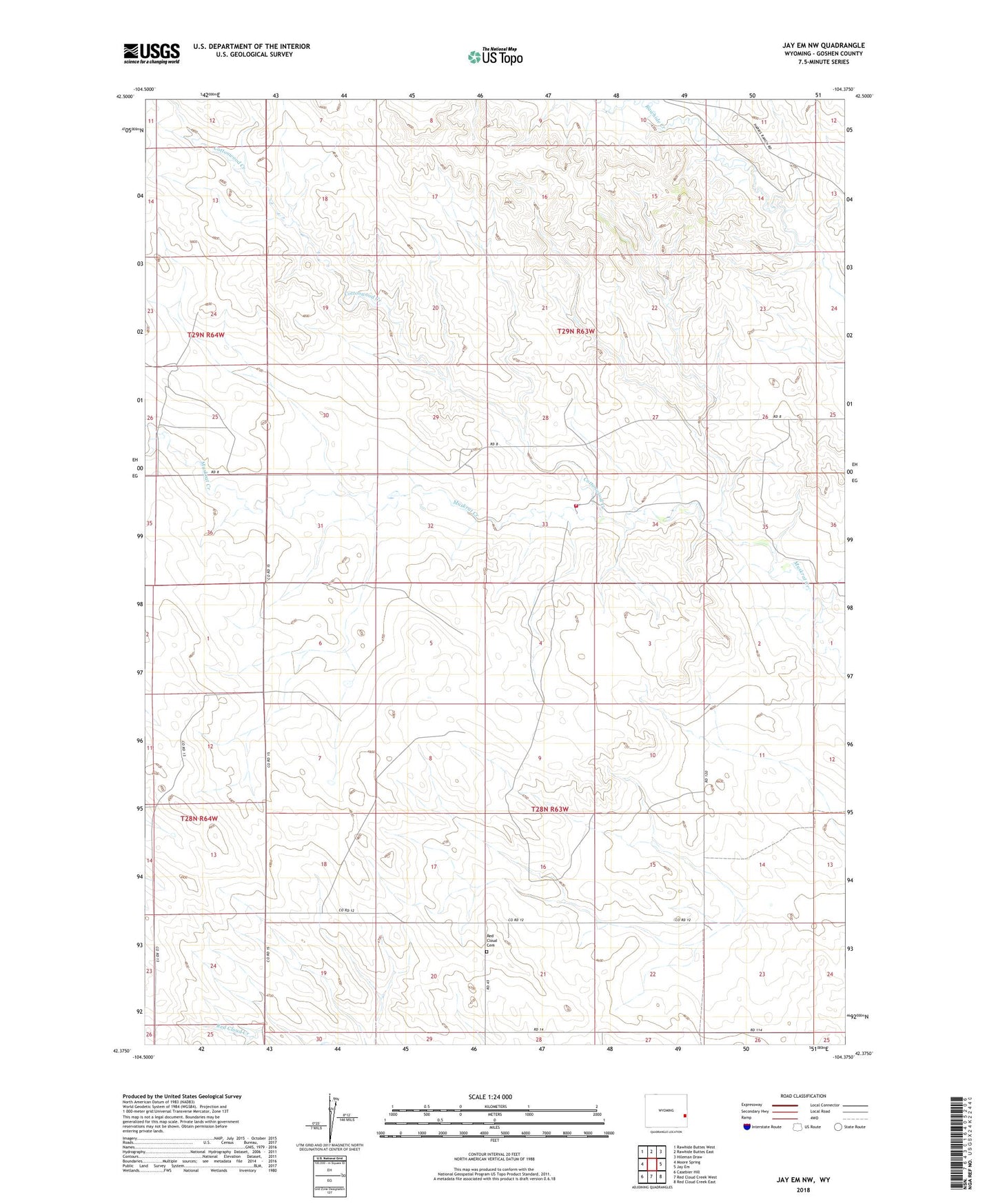 Jay Em NW Wyoming US Topo Map Image
