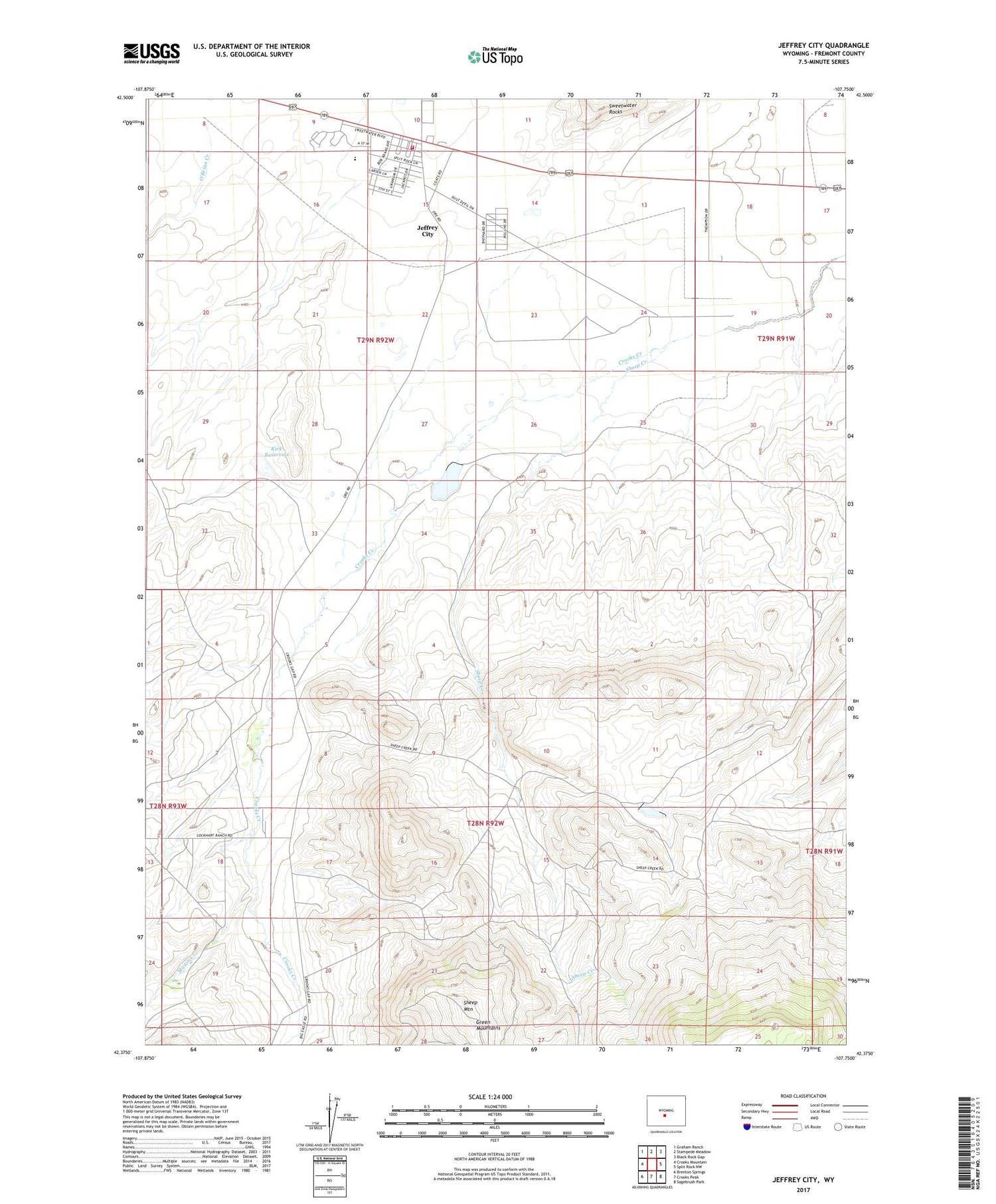 Jeffrey City Wyoming US Topo Map Image