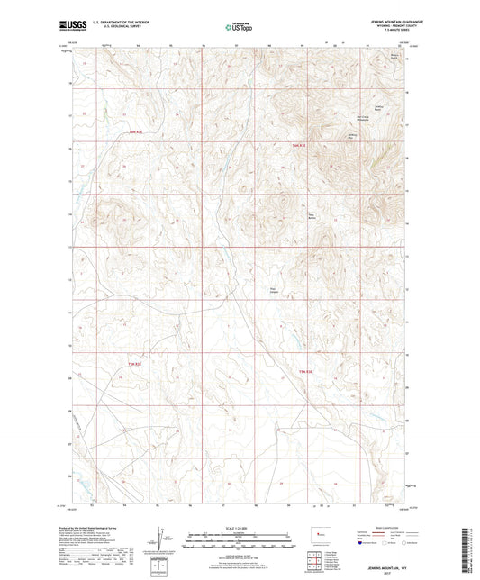 Jenkins Mountain Wyoming US Topo Map Image