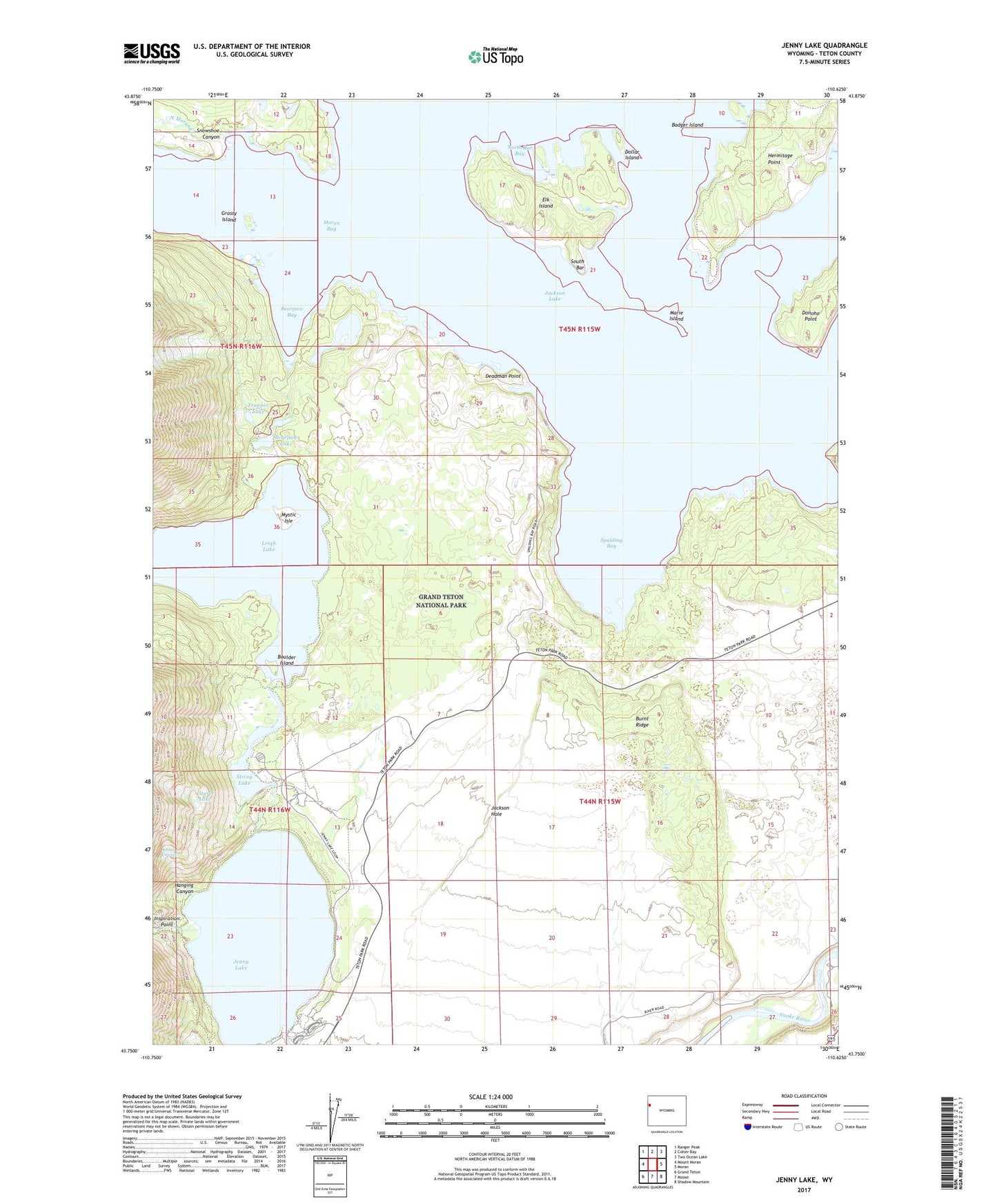Jenny Lake Wyoming US Topo Map Image