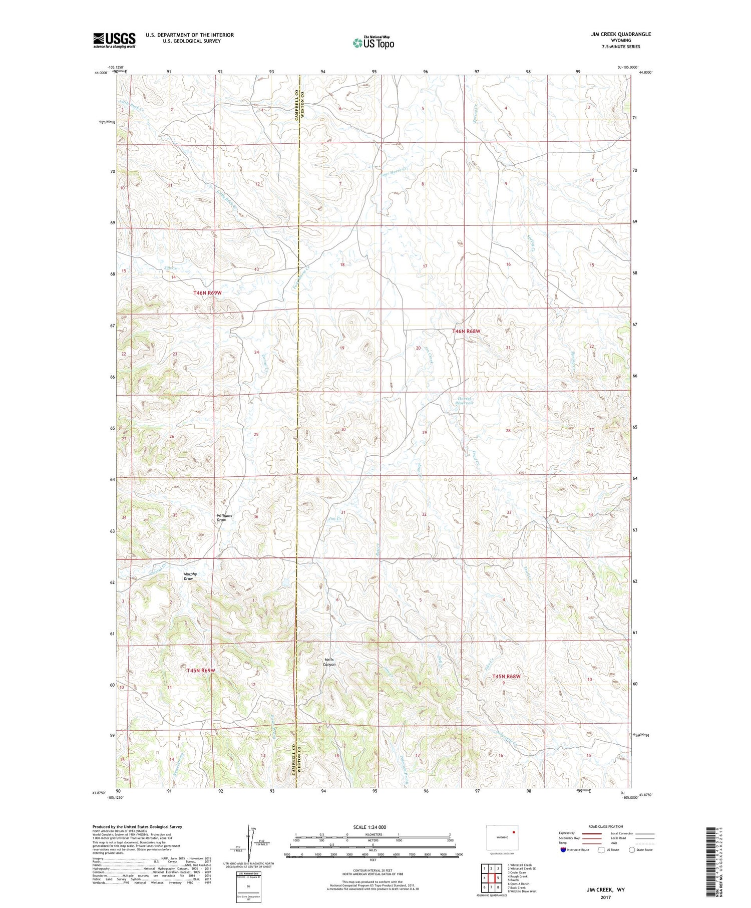 Jim Creek Wyoming US Topo Map Image
