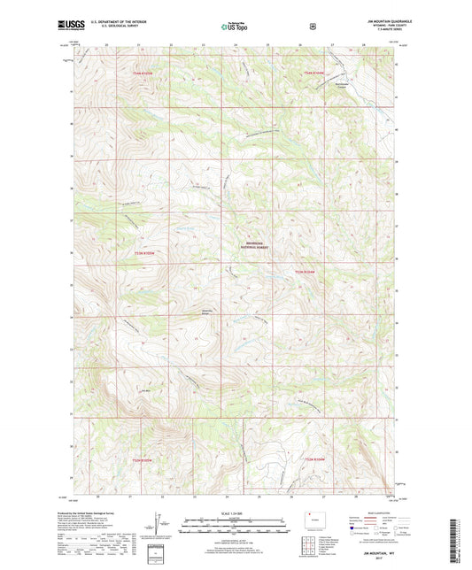 Jim Mountain Wyoming US Topo Map Image