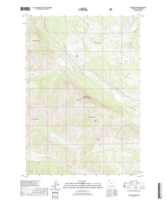 Jim Smith Peak Wyoming US Topo Map Image