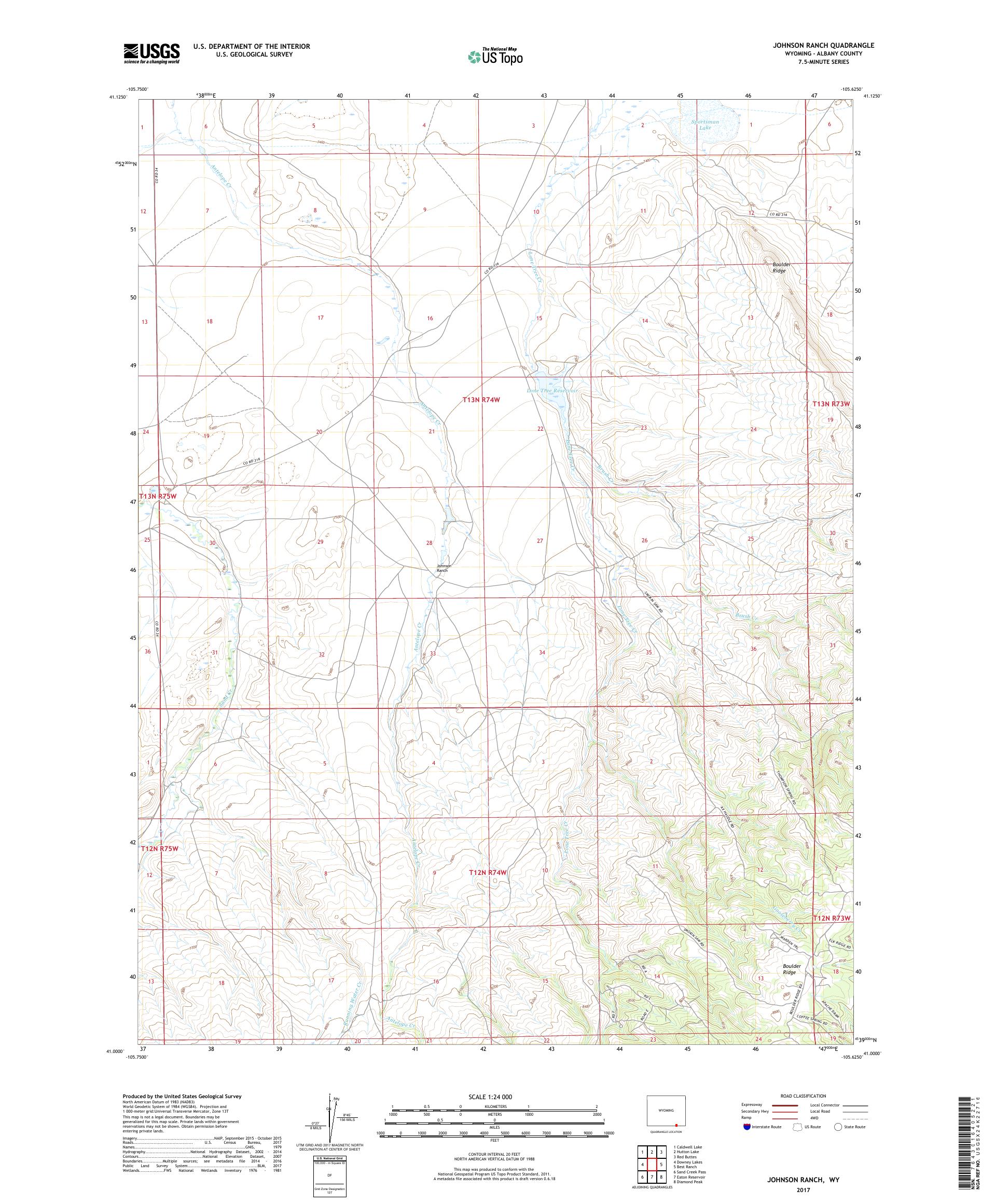 Johnson Ranch Wyoming US Topo Map – MyTopo Map Store