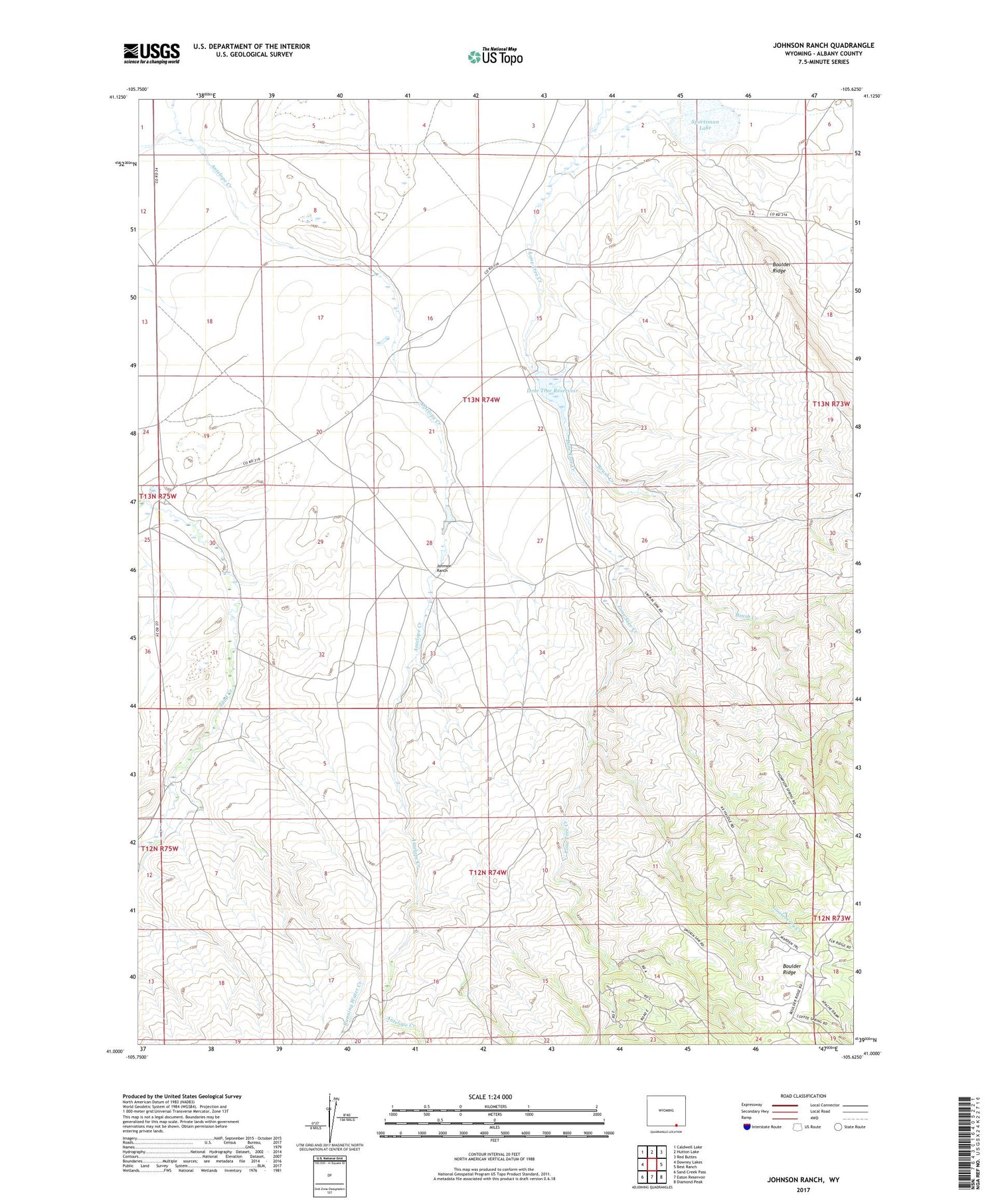 Johnson Ranch Wyoming US Topo Map Image